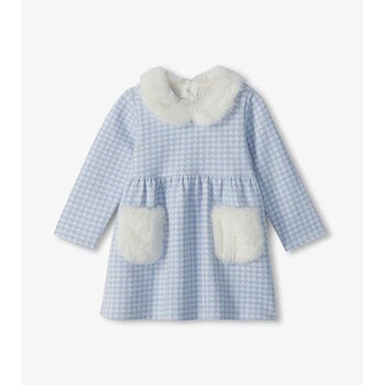 Hatley Hatley Houndstooth Fun Fur Trim Dress