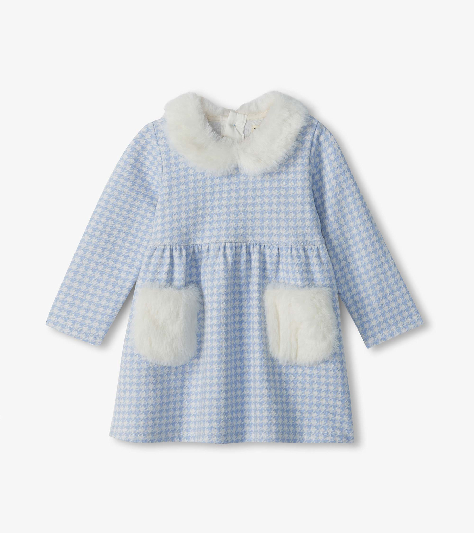 Hatley Hatley Houndstooth Fun Fur Trim Dress