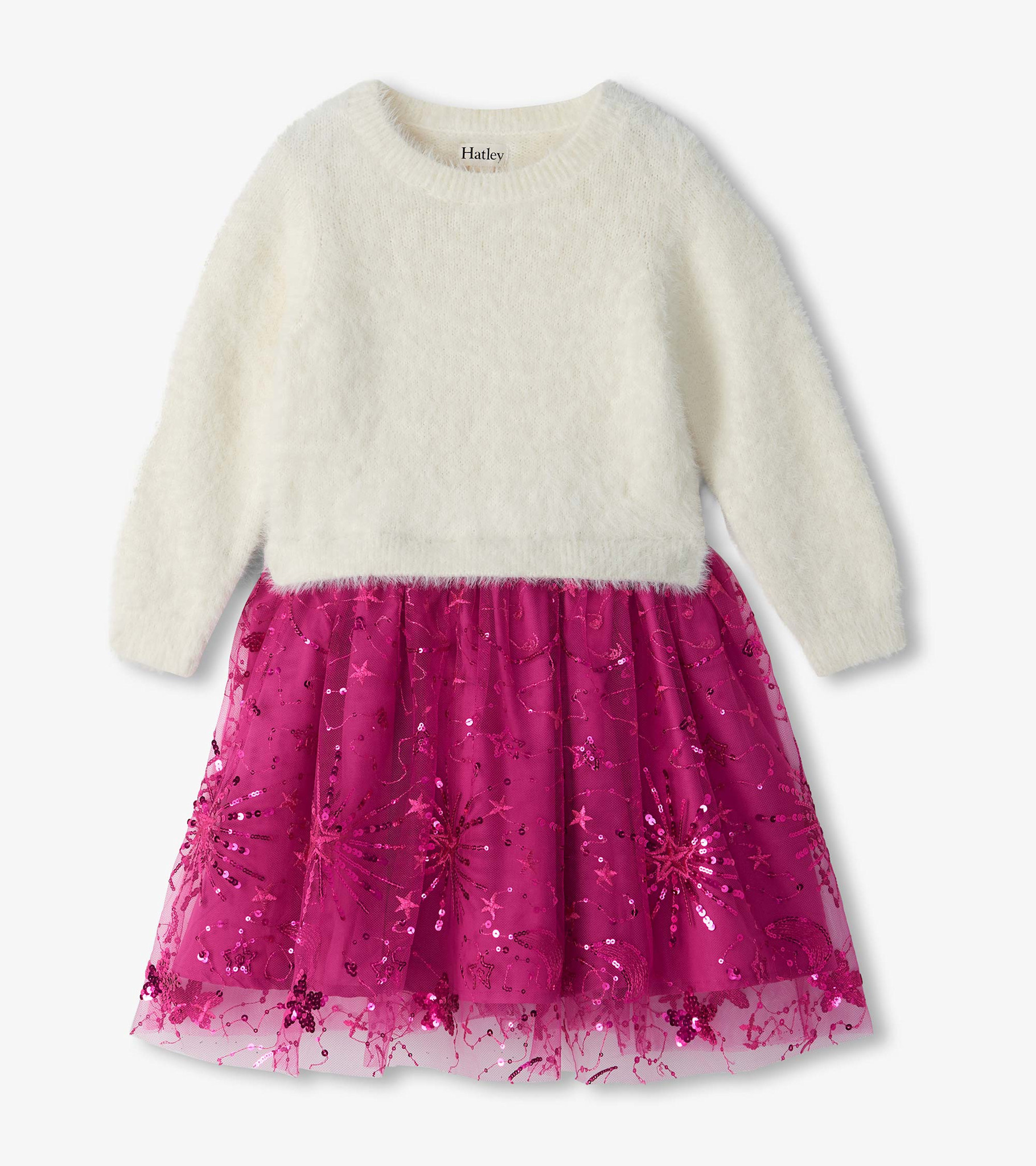 Hatley Hatley Starburst Sequins Fuzzy Mixed Dress