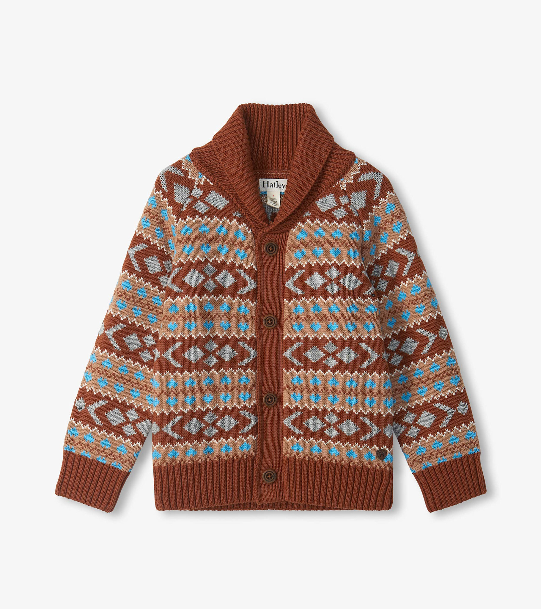 Hatley Hatley Woodsy Fair Isle Shawl Collar Cardigan