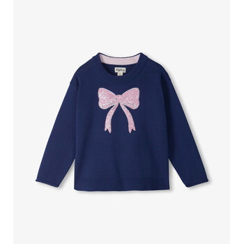 Hatley Hatley Pink Bow Sequin Crew Neck Sweater