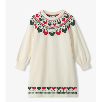 Hatley Hatley Holiday Hearts Swing Sweater Dress