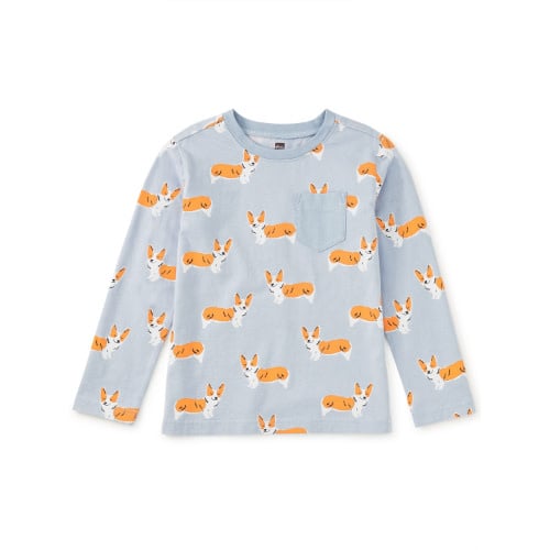 Tea Collection Tea Long Sleeve Printed Pocket Tee