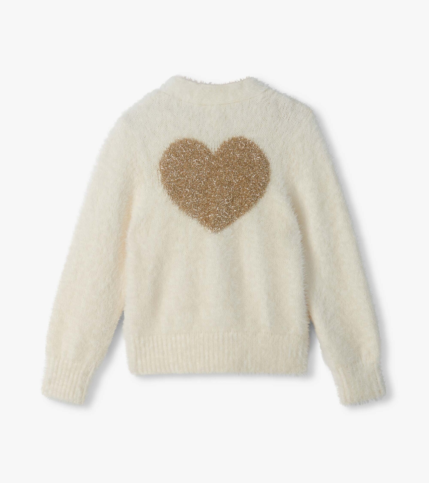 Hatley Hatley Gold Heart Fuzzy Shrunken Cardigan