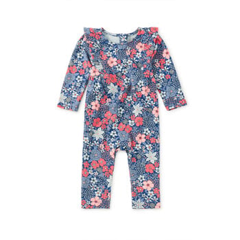 Tea Collection Tea Ruffle Shoulder Baby Romper