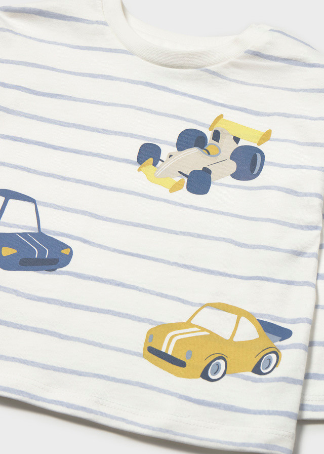 Mayoral Mayoral Stripe Car Long Sleeve Tee