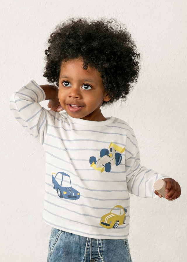 Mayoral Mayoral Stripe Car Long Sleeve Tee