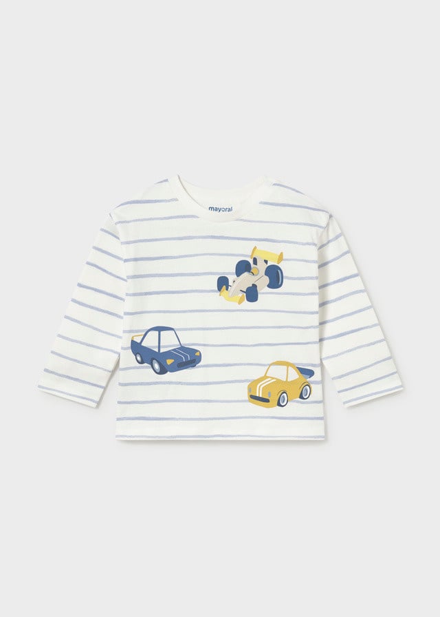 Mayoral Mayoral Stripe Car Long Sleeve Tee