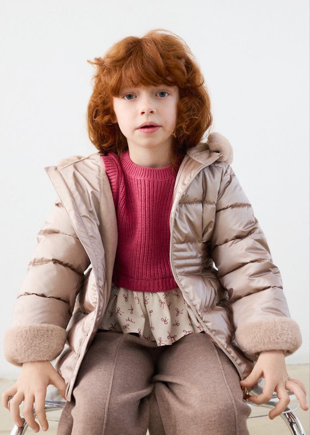 Mayoral Mayoral Metallic Faux Fur Puffer Jacket