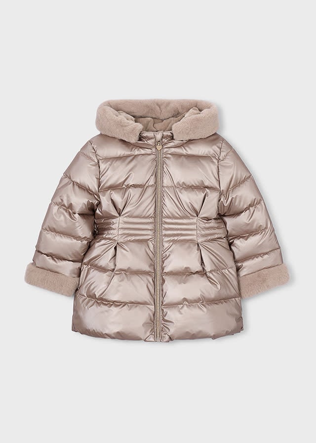 Mayoral Mayoral Metallic Faux Fur Puffer Jacket