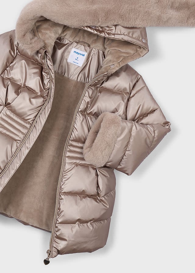 Mayoral Mayoral Metallic Faux Fur Puffer Jacket