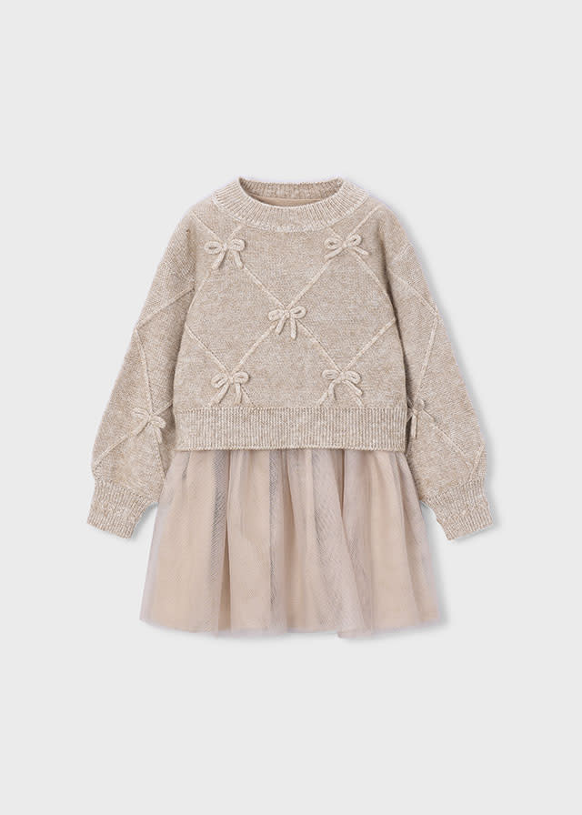Mayoral Mayoral Bow Sweater Tulle Dress