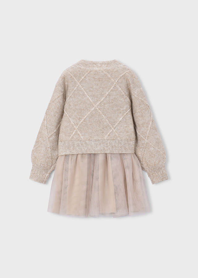 Mayoral Mayoral Bow Sweater Tulle Dress