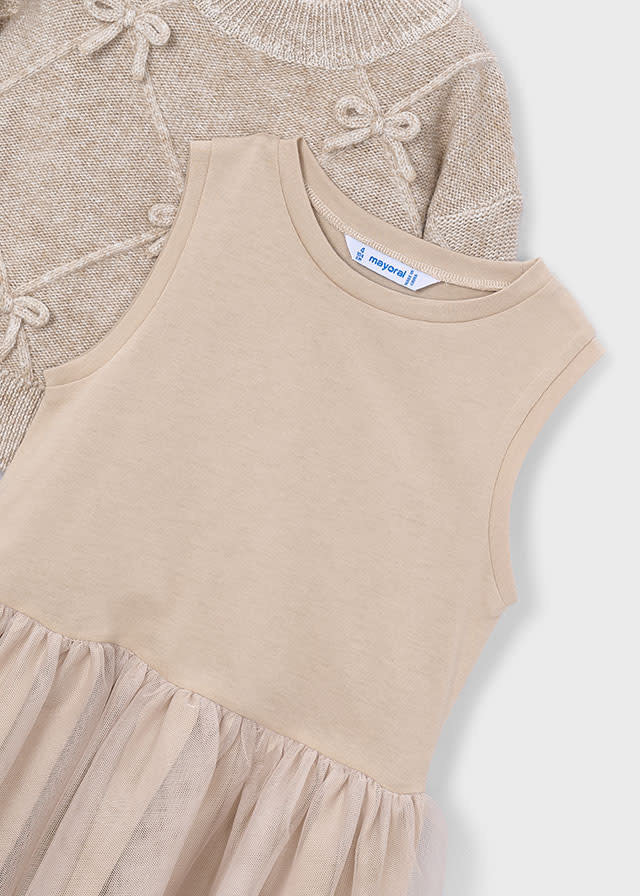 Mayoral Mayoral Bow Sweater Tulle Dress