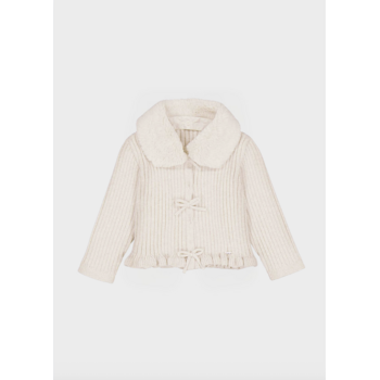 Mayoral Mayoral Faux Fur Collar Cardigan