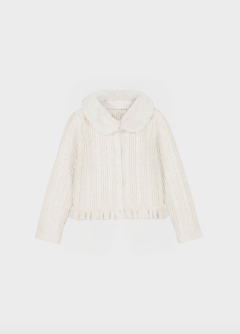 Mayoral Mayoral Faux Fur Collar Cardigan