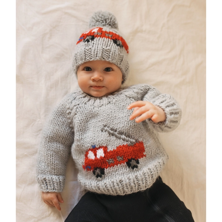 Huggalugs Huggalugs Fire Engine Crew Neck Sweater
