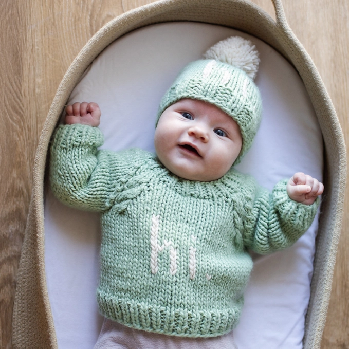 Huggalugs Huggalugs Hi. Sage Crew Neck Sweater