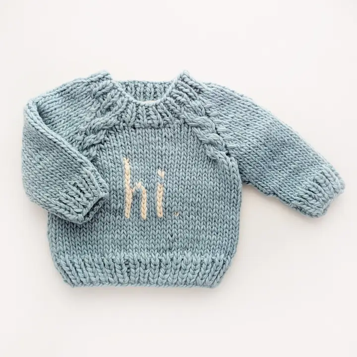 Huggalugs Huggalugs Hi. Surf Blue Crew Neck Sweater
