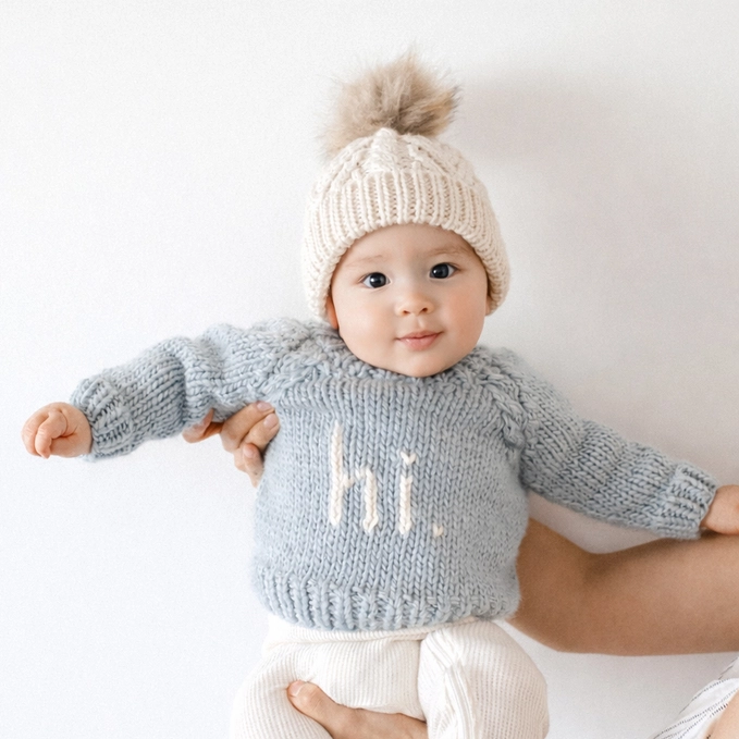 Huggalugs Huggalugs Hi. Surf Blue Crew Neck Sweater