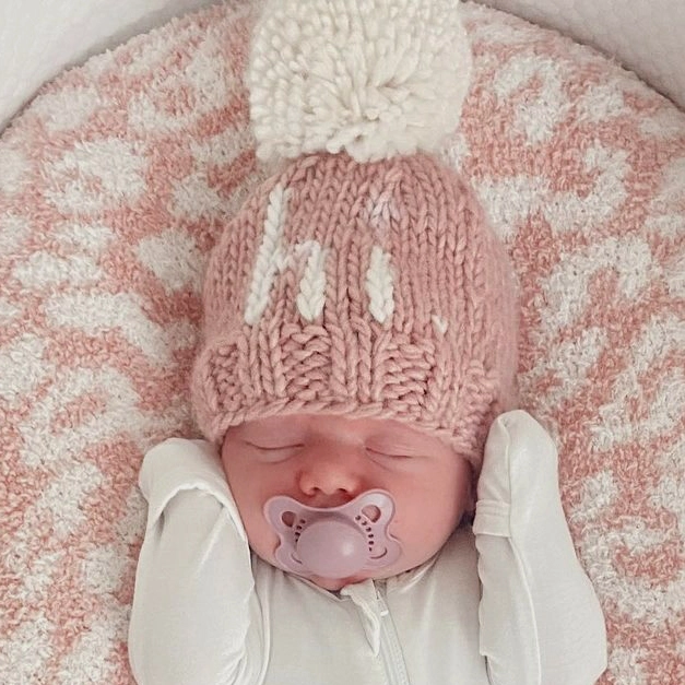 Huggalugs Huggalugs Hi. Rosy Hand Knit Beanie Hat