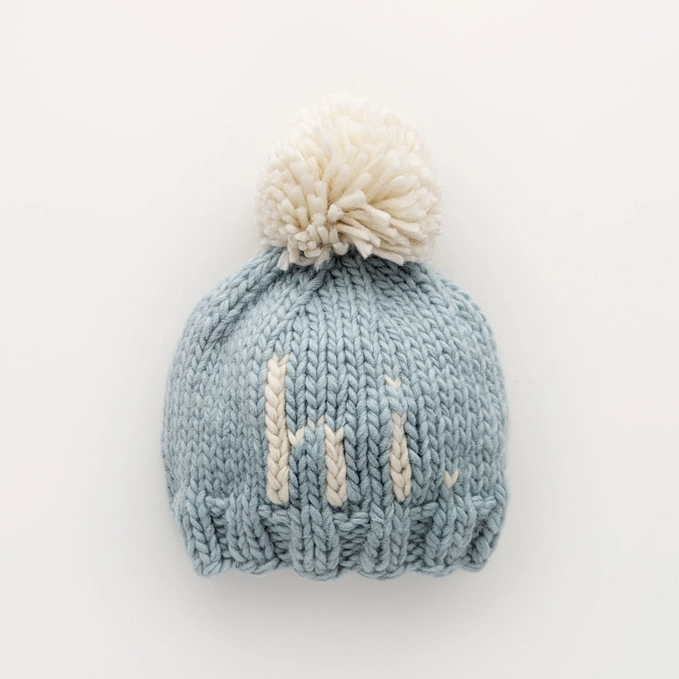 Huggalugs Huggalugs Hi. Surf Blue Hand Knit Beanie Hat