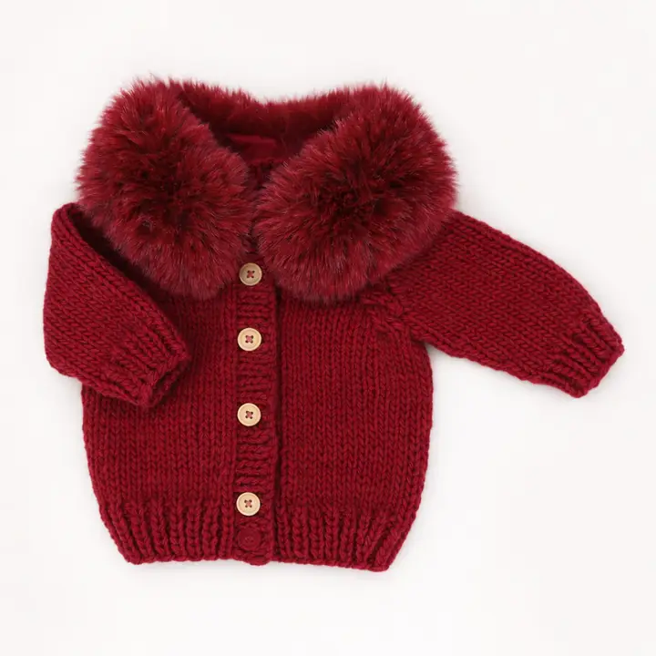 Huggalugs Huggalugs Fur Collar Cardigan