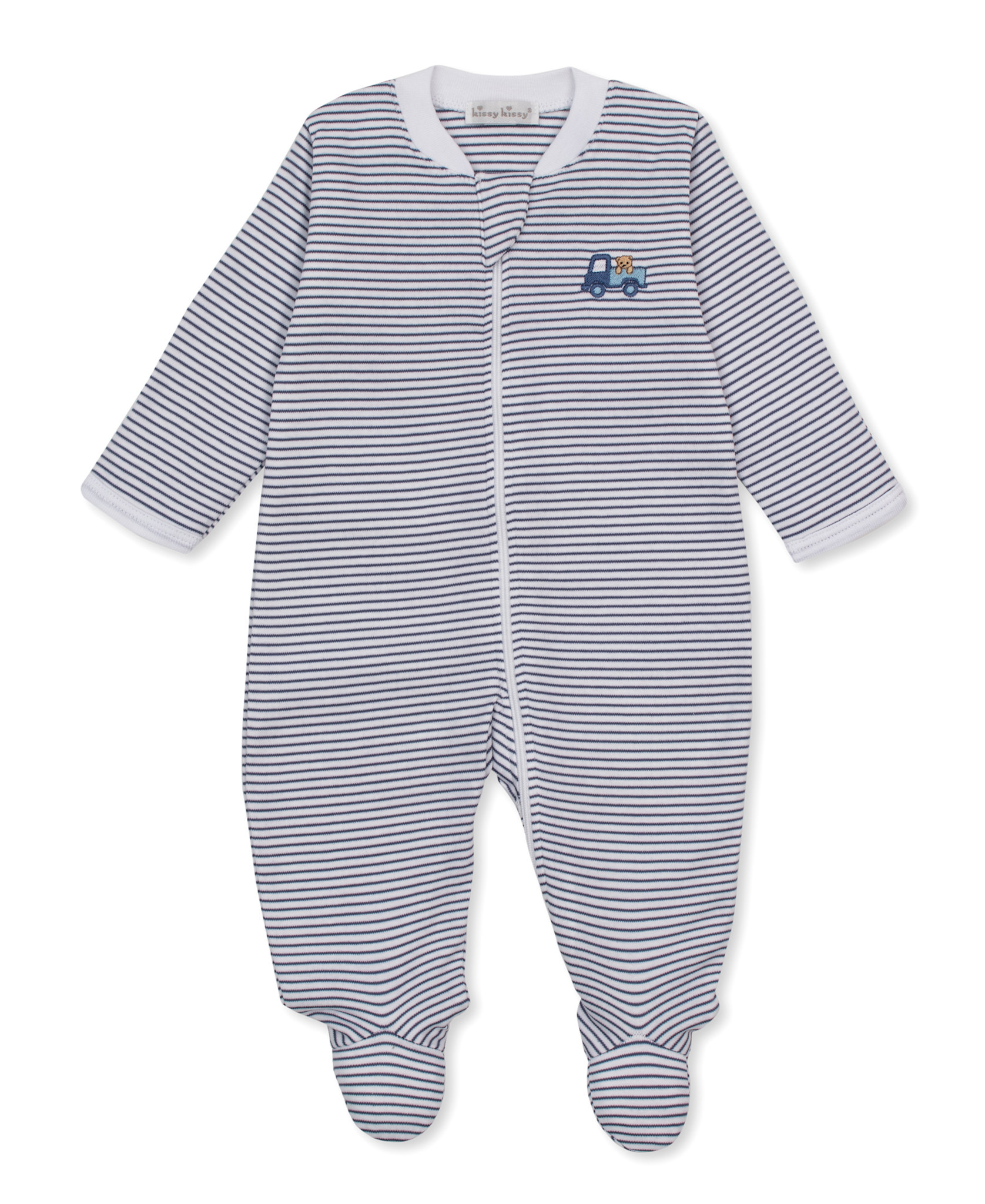 kissy kissy Kissy Kissy Bears On the Go Stripe Zip Footie