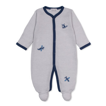 kissy kissy Kissy Kissy Awesome Aircraft Stripe Zip Footie