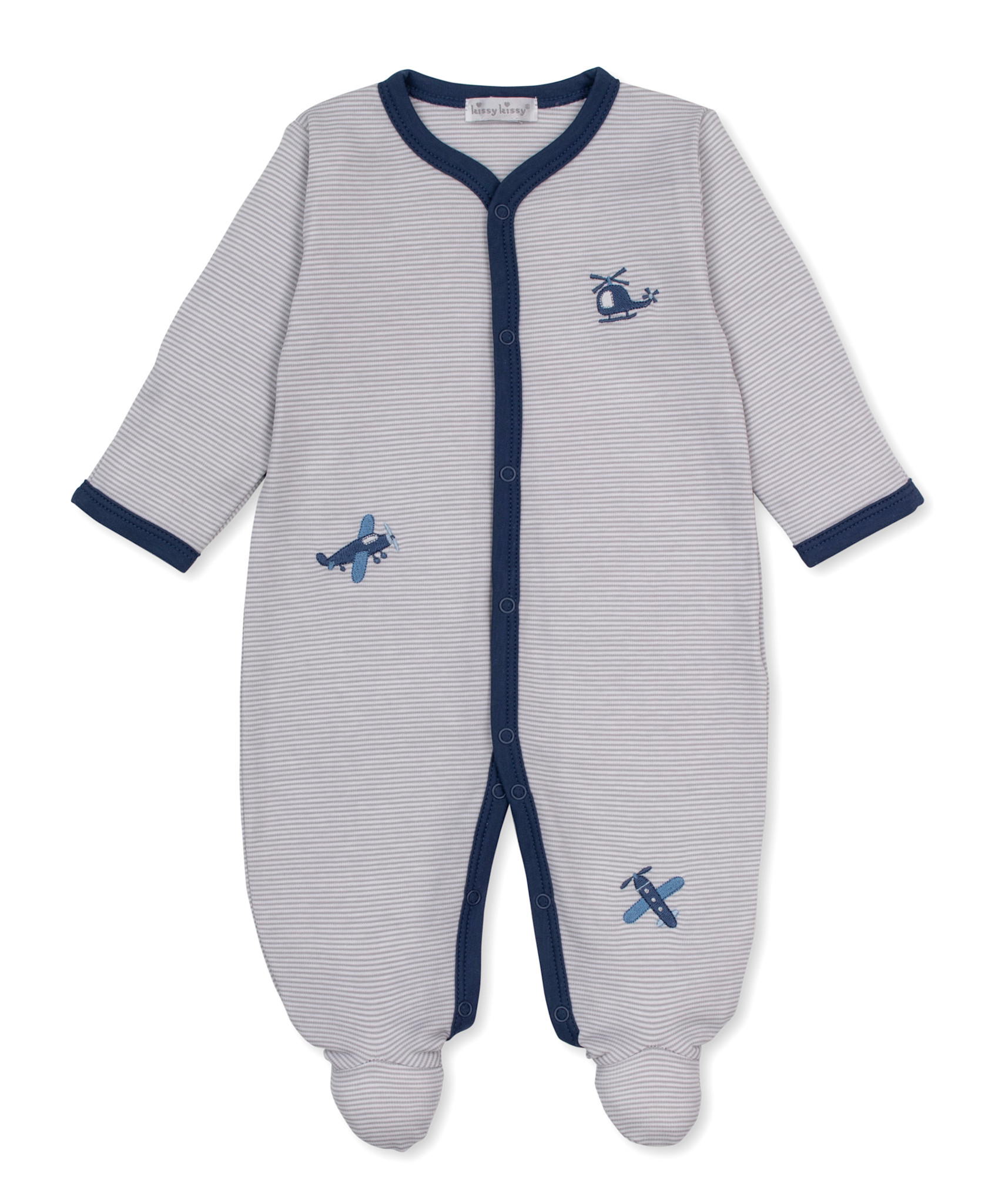 kissy kissy Kissy Kissy Awesome Aircraft Stripe Zip Footie