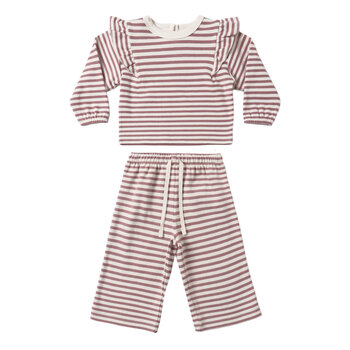 Quincy Mae Quincy Mae Stripe Ruffle Cozy Set