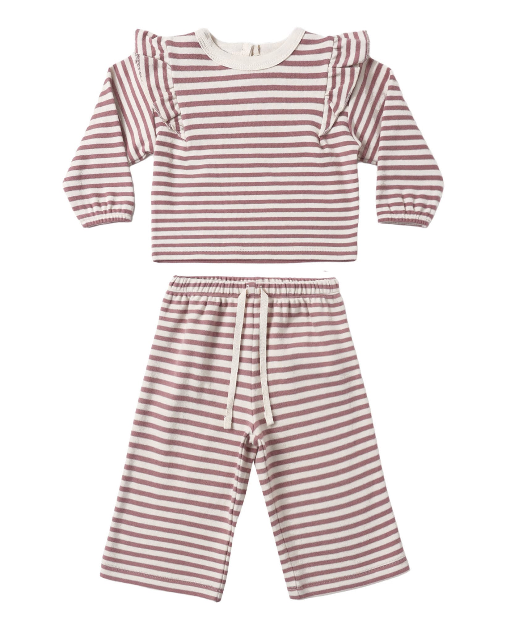 Quincy Mae Quincy Mae Stripe Ruffle Cozy Set