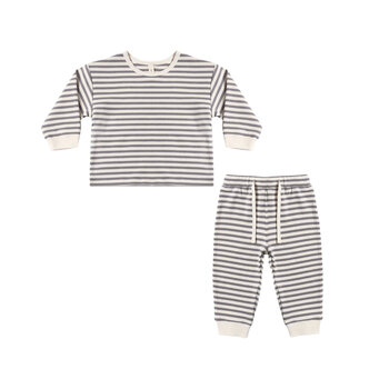 Quincy Mae Quincy Mae Slate Stripe Cozy Set