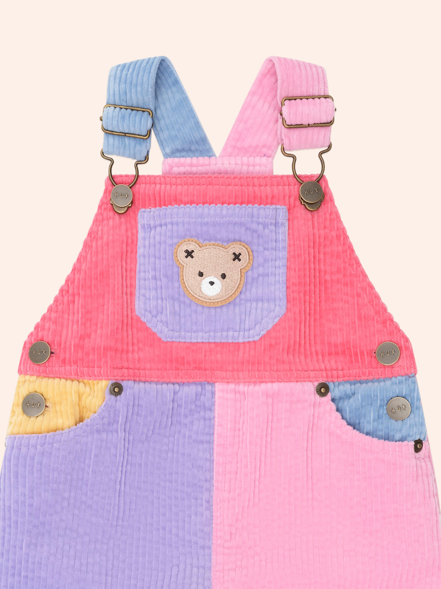 Huxbaby Huxbaby Pink Color Block Cord Overalls