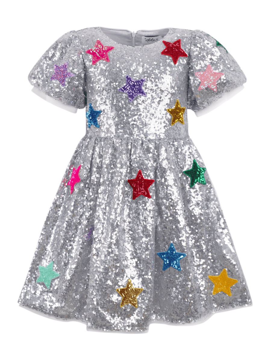 Lola & the Boys Lola & The Boys Sparkle Rainbow Star Dress