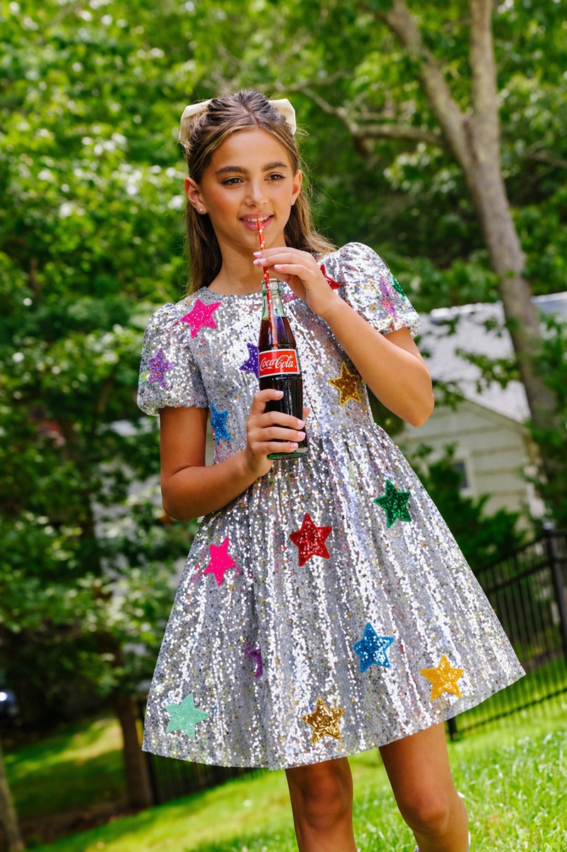 Lola & the Boys Lola & The Boys Sparkle Rainbow Star Dress