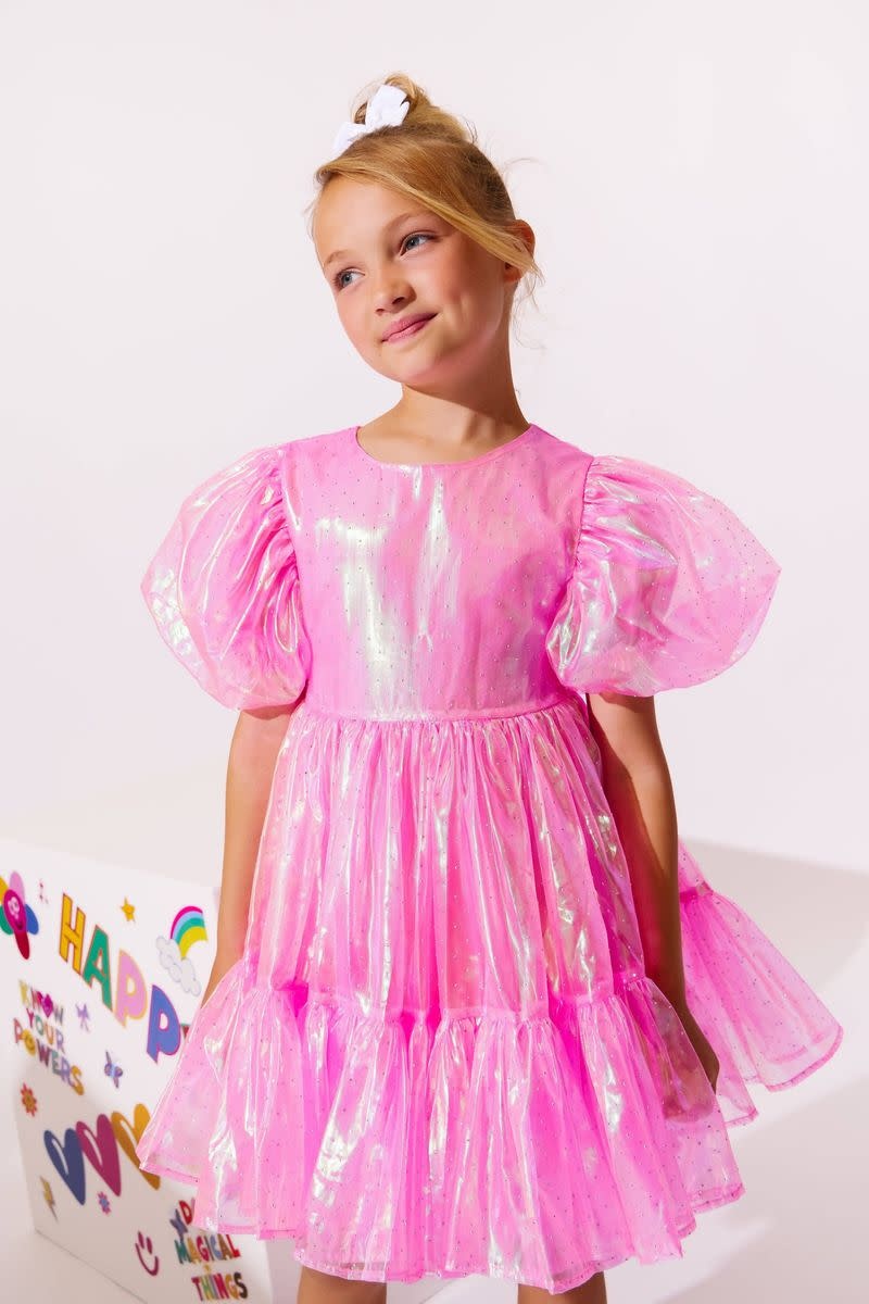 Lola & the Boys Lola & The Boys Crystal Pink Hologram Dress