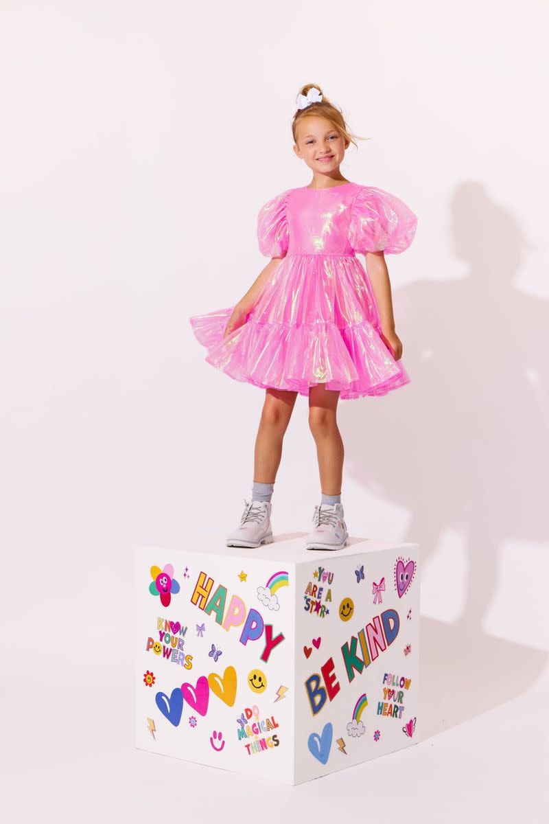 Lola & the Boys Lola & The Boys Crystal Pink Hologram Dress