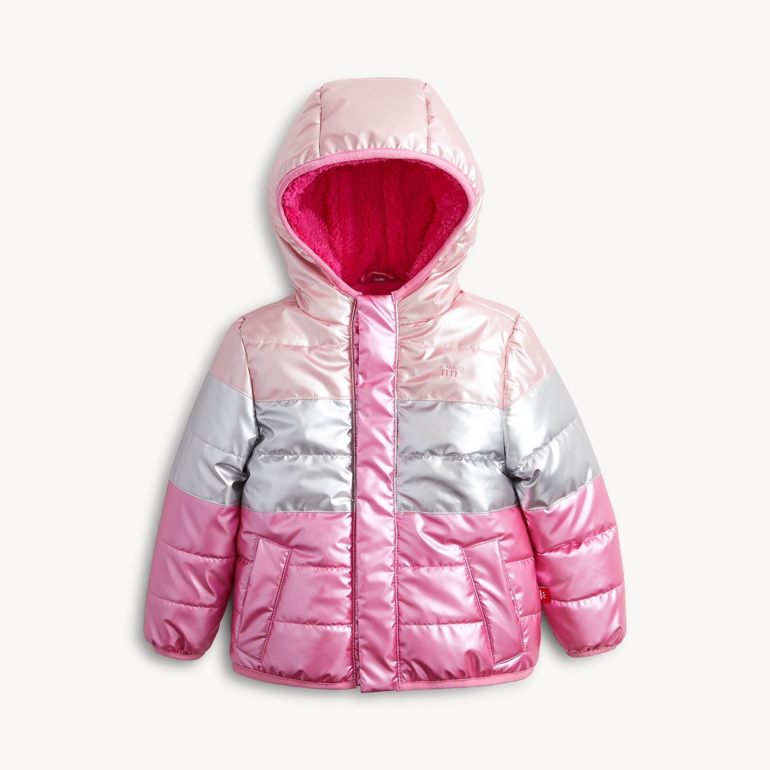 Magnetic Me Magnetic Me Pink Colorblock Metallic Puffer Jacket