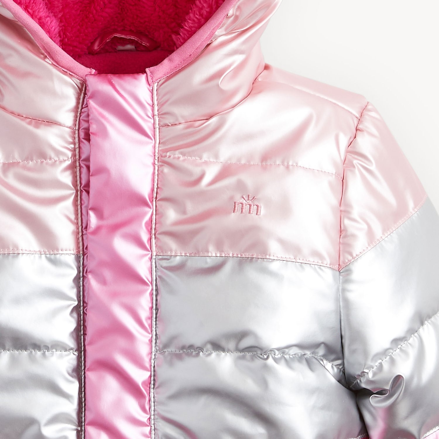 Magnetic Me Magnetic Me Pink Colorblock Metallic Puffer Jacket