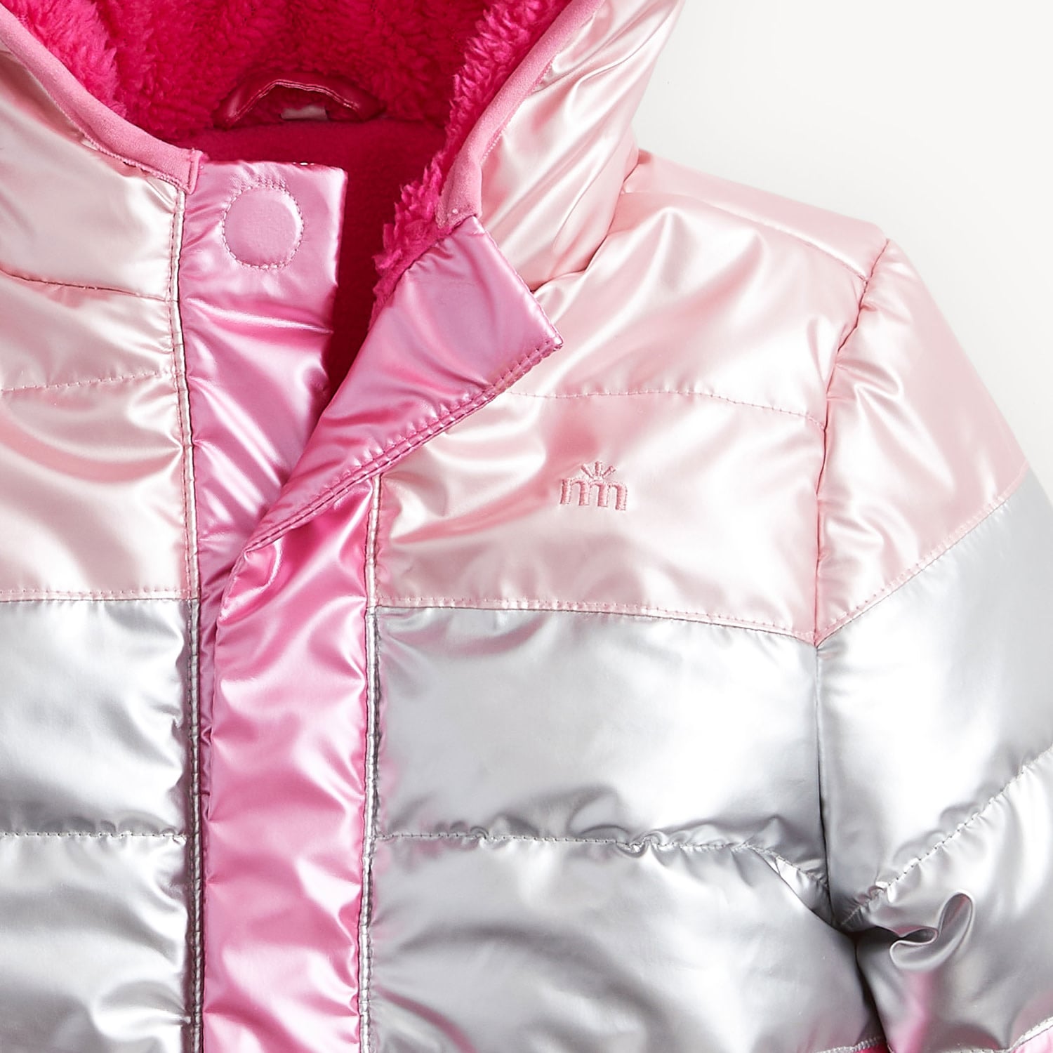 Magnetic Me Magnetic Me Pink Colorblock Metallic Puffer Jacket