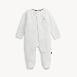 Magnetic Me Magnetic Me Embroidery Giraffe Cream Velour Footie