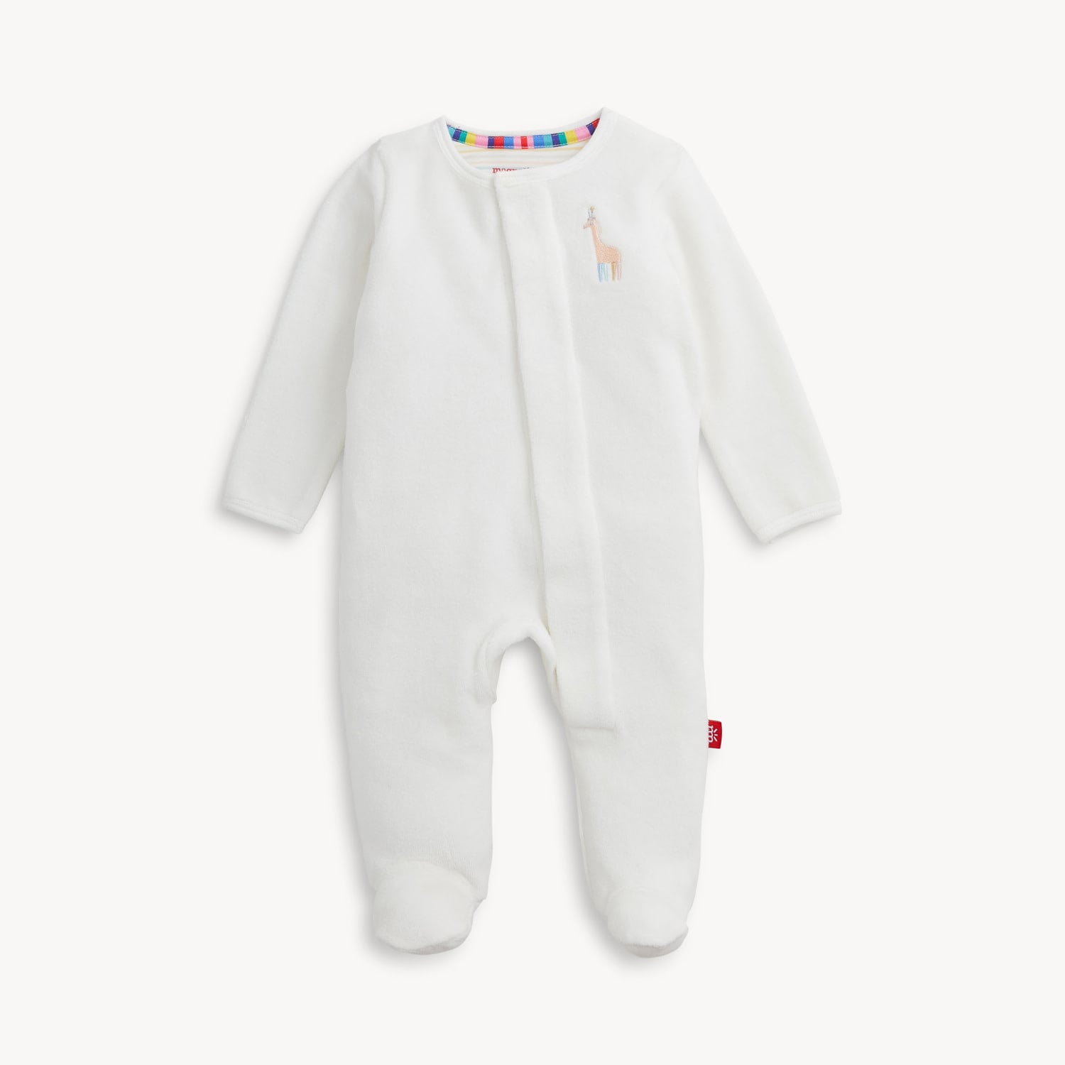 Magnetic Me Magnetic Me Embroidery Giraffe Cream Velour Footie