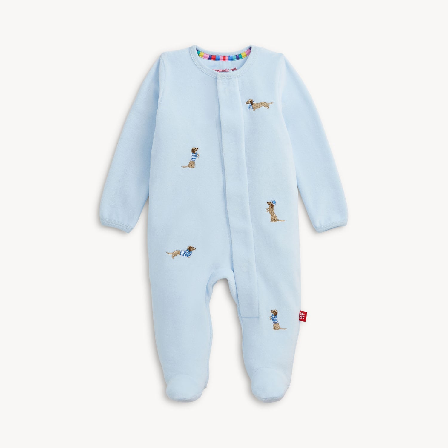 Magnetic Me Magnetic Me Embroidery Dogs Blue Velour Footie