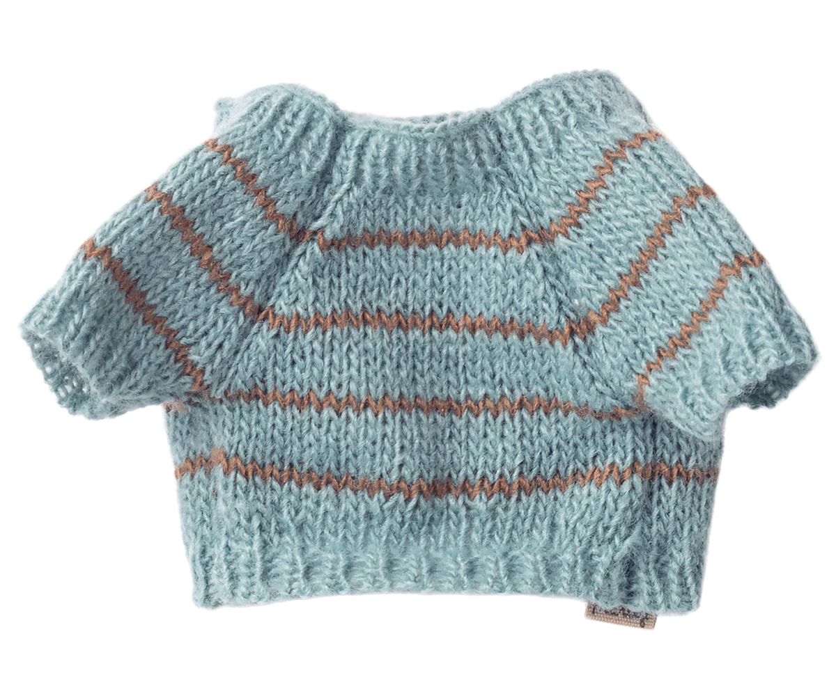 maileg Maileg Puppy supply, Small, Knitted sweater -  Dusty blue