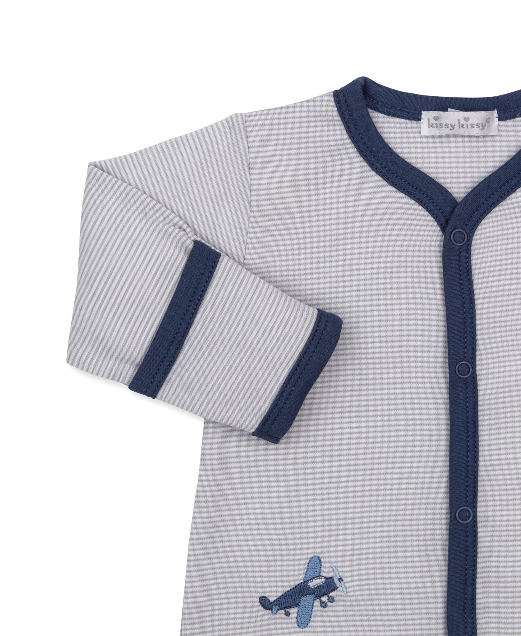 kissy kissy Kissy Kissy Awesome Aircraft Stripe Zip Footie