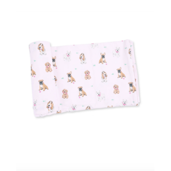 Angel Dear Angel Dear Bestie Dogs Pink Swaddle Blanket - Pink