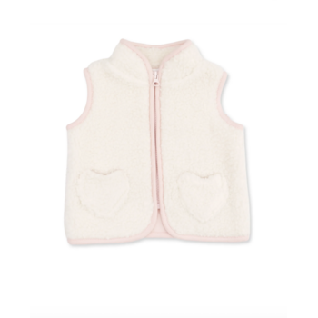 Angel Dear Angel Dear Sherpa Zip Vest with Heart Pocket