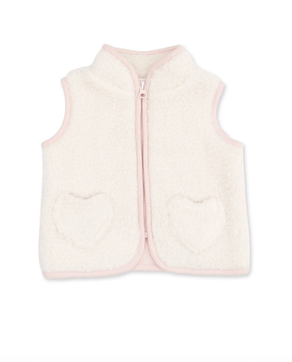 Angel Dear Angel Dear Sherpa Zip Vest with Heart Pocket