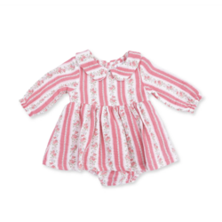Angel Dear Angel Dear Suzie Floral Stripe Bubble With Peter Pan Collar